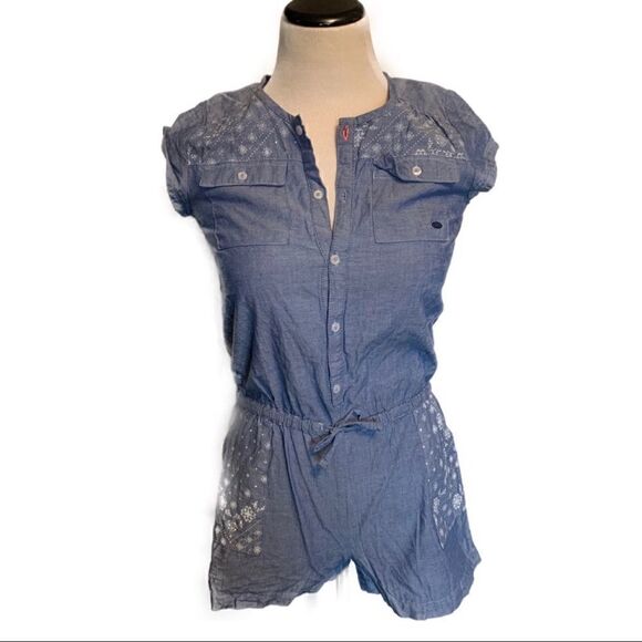 Tommy Hilfiger Blue Chambray Romper Sz M - Picture 1 of 6